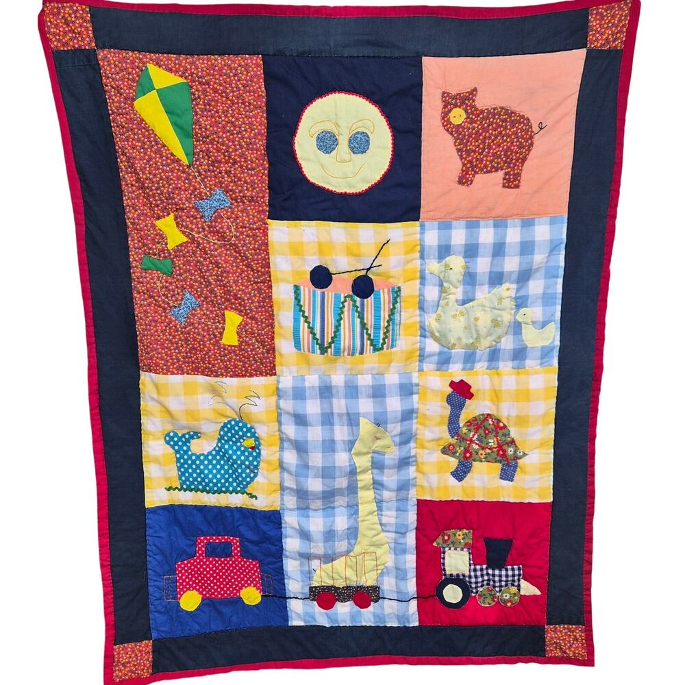 ​Vintage Handmade Baby Quilt Patchwork Cottagecore Nursery Crib Throw Play Mat